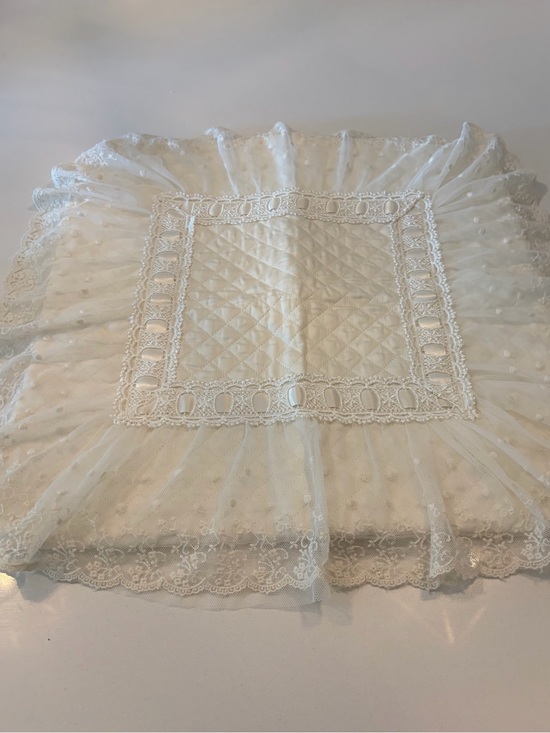 Other - Handmade White Lace Quilted Throw Pillow Cover -  purchased in Positano, Italy
